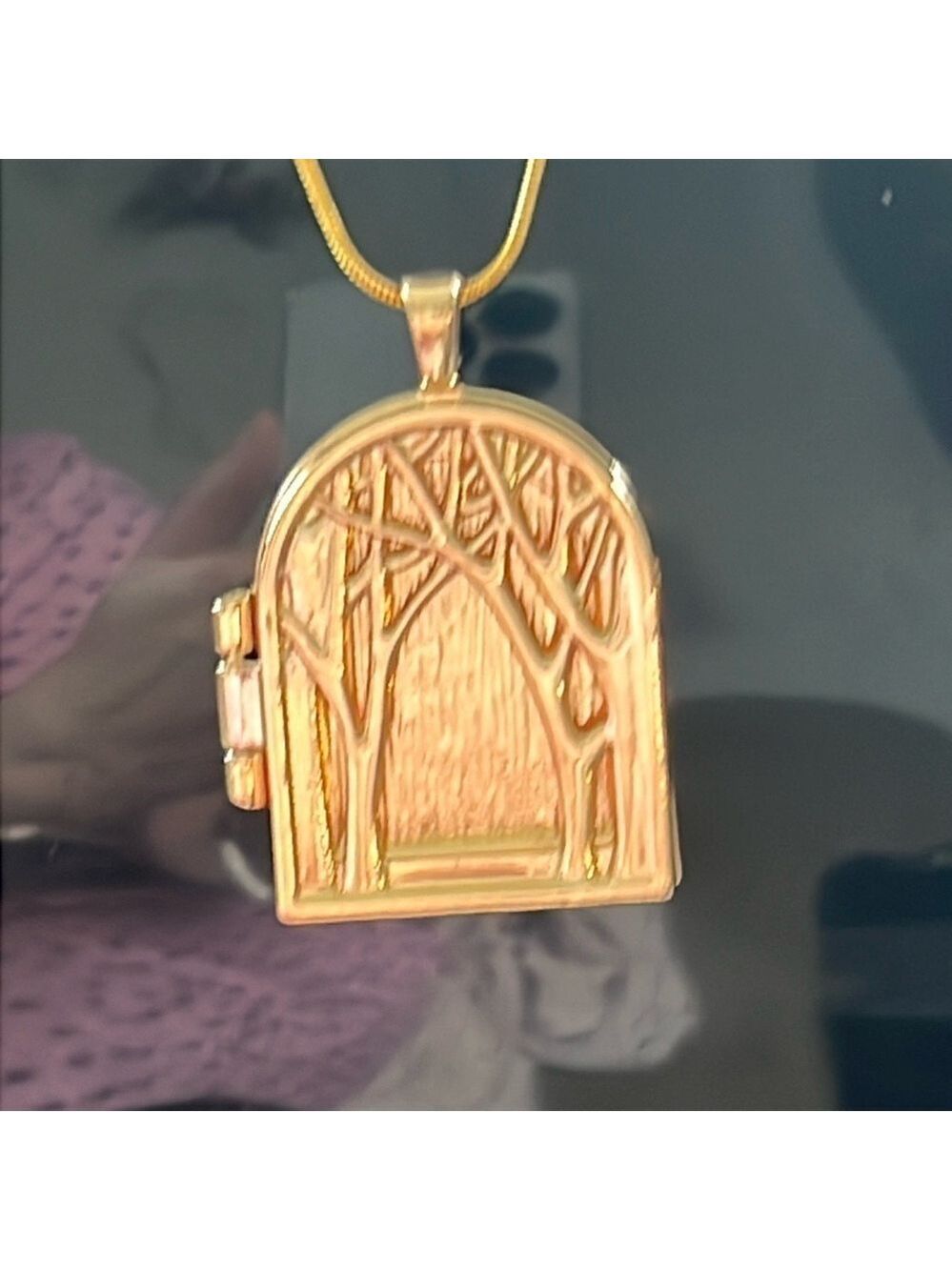 Gold Decorative Locket on 18 inch 14k Over Sterling Chain
